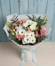 Букет цветов из:  Розы, Лизиантусы и Хризантемы в Юргинское