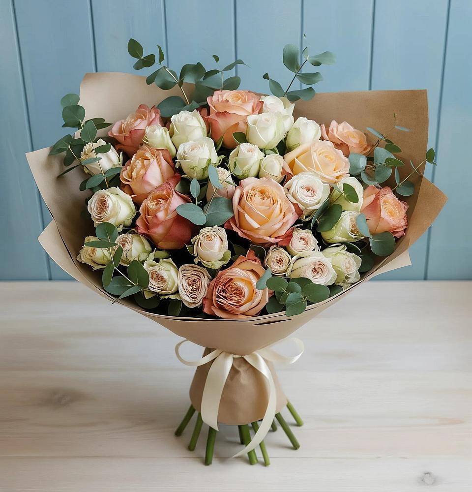 Букет цветов из: Альстромерии и Розы в Юргинское