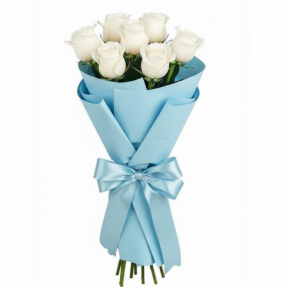 Букет 7 белых роз Проуд в Юргинское