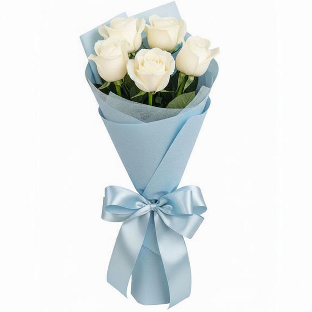 Букет 5 Белых роз Проуд в Юргинское