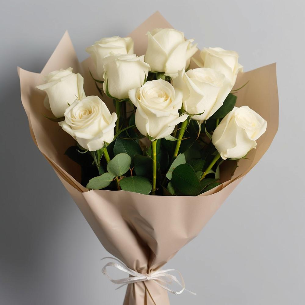 Букет 9 Белых роз Эдлесс Лав в Юргинское