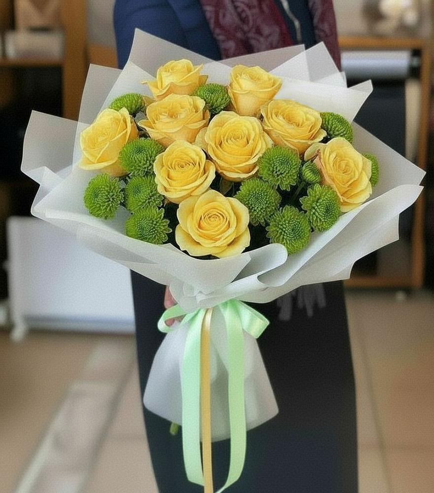 Букет цветов из: Хризантемы и Розы в Юргинское