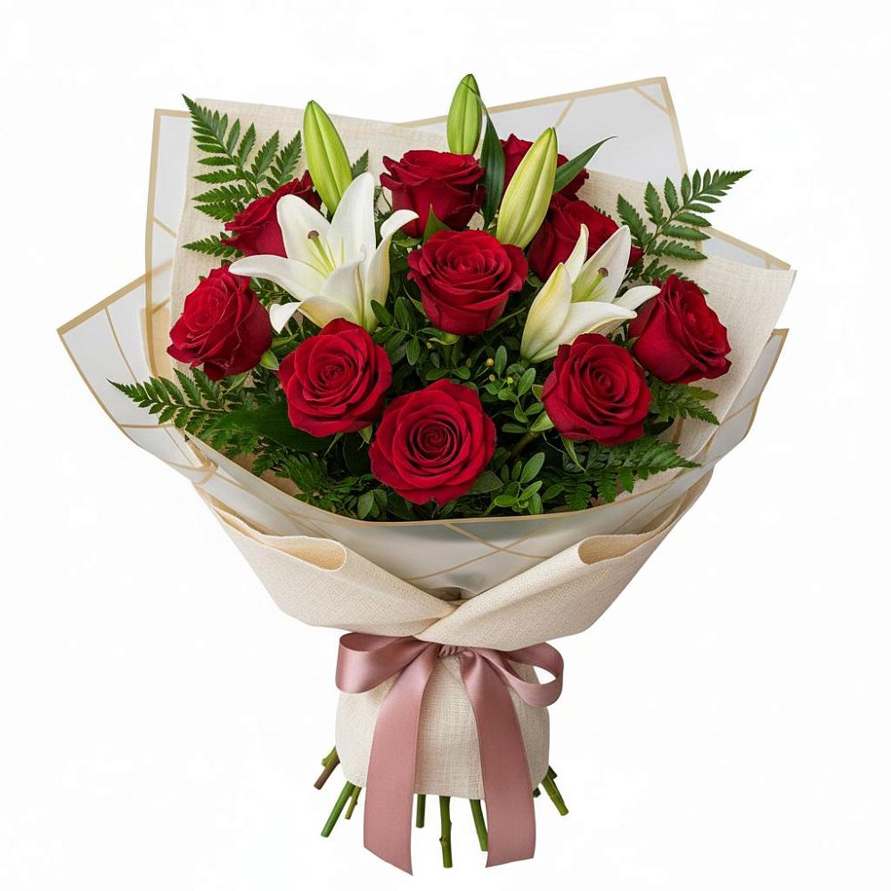 Букет цветов из: Лилии и Розы в Юргинское