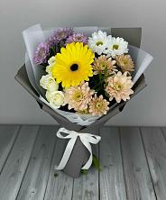 Букет цветов из:  Розы, Герберы и Хризантемы в Юргинское