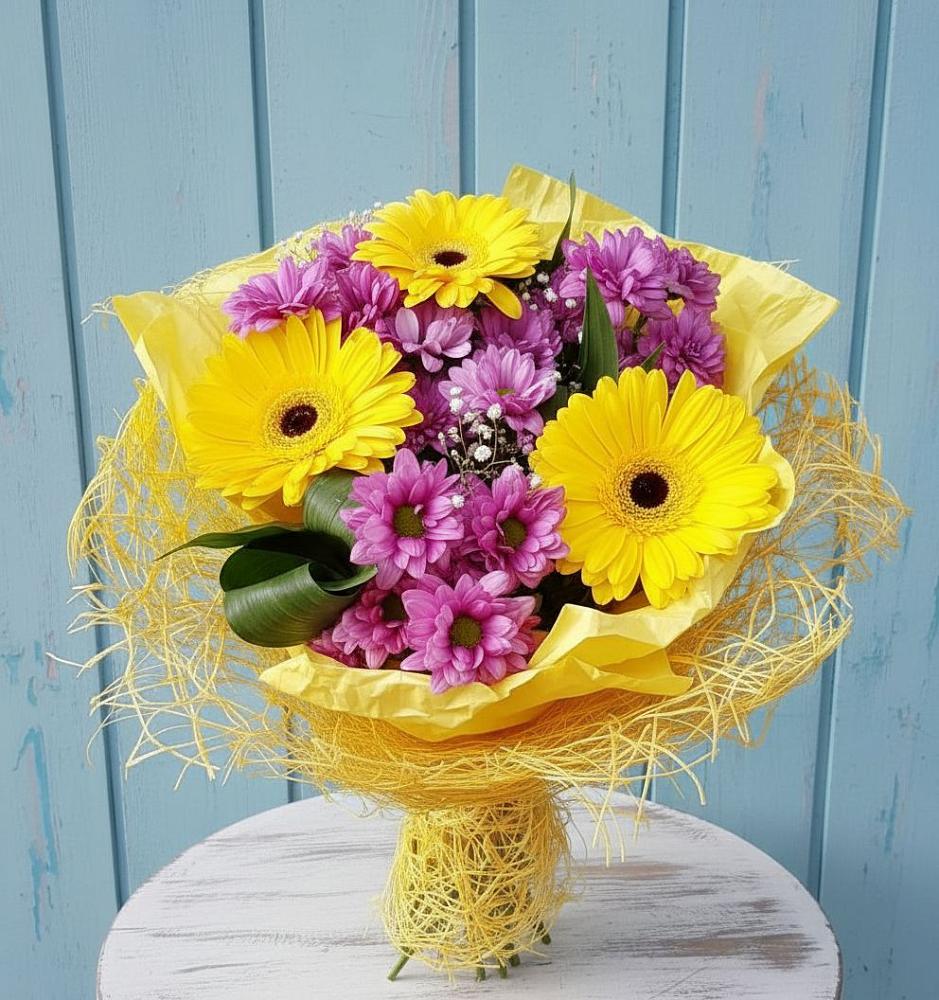 Букет цветов из: Хризантемы и Герберы в Юргинское