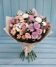 Букет цветов из:  Хризантемы, Розы и Альстромерии #REPLACE_PRED# Юргинское