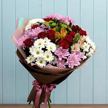 Букет цветов из:  Розы, Хризантемы и Альстромерии #REPLACE_PRED# Юргинское