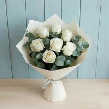 Букет Белые розы в Эвкалипте в Юргинское