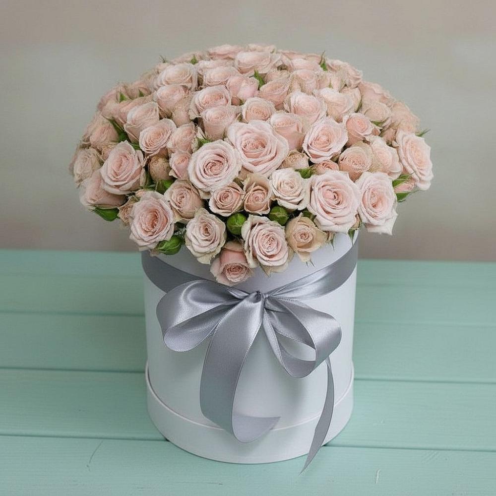 Цветочная композиция из Розы в шляпной коробке в Юргинское